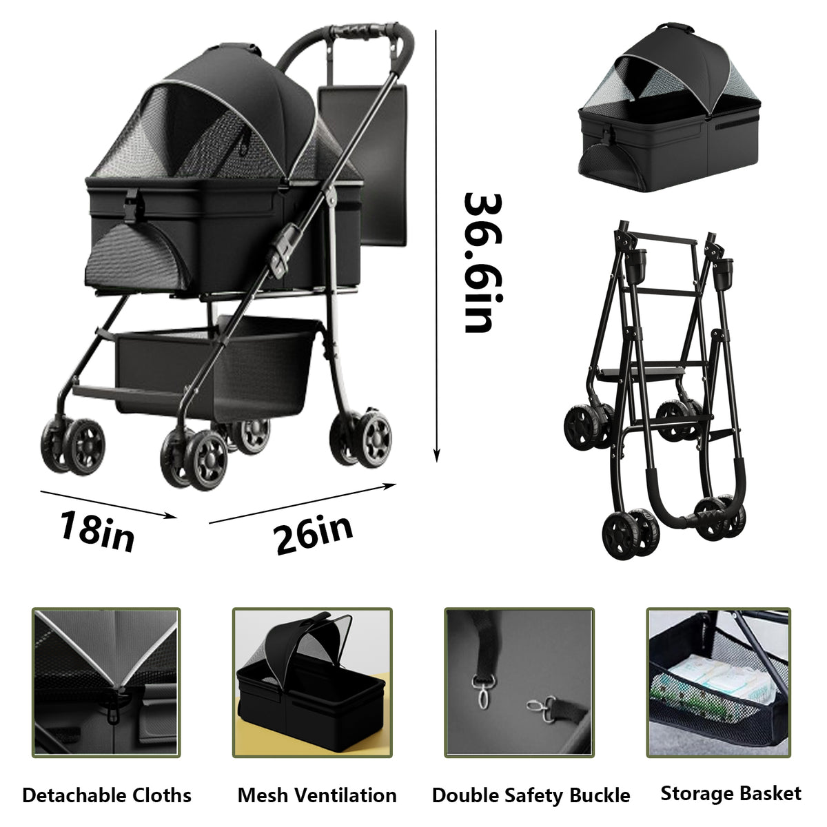 Meravo™ Voyage 2-in-1 Pet Stroller